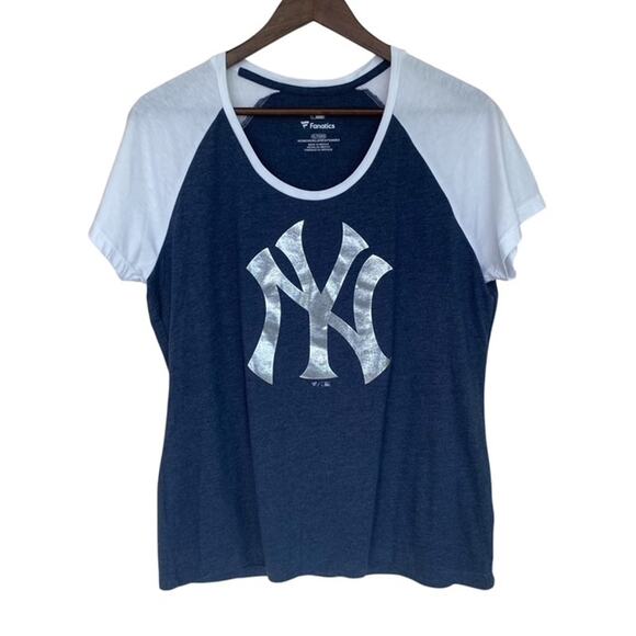 Fanatics Navy and White New York Yankees Raglan Tee - XL - Picture 1 of 4